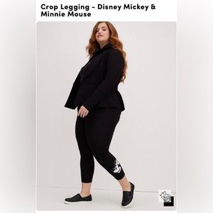 Torrid Disney Black Mickey & Minnie Cropped Leggings Size 1 (Excellent Condition